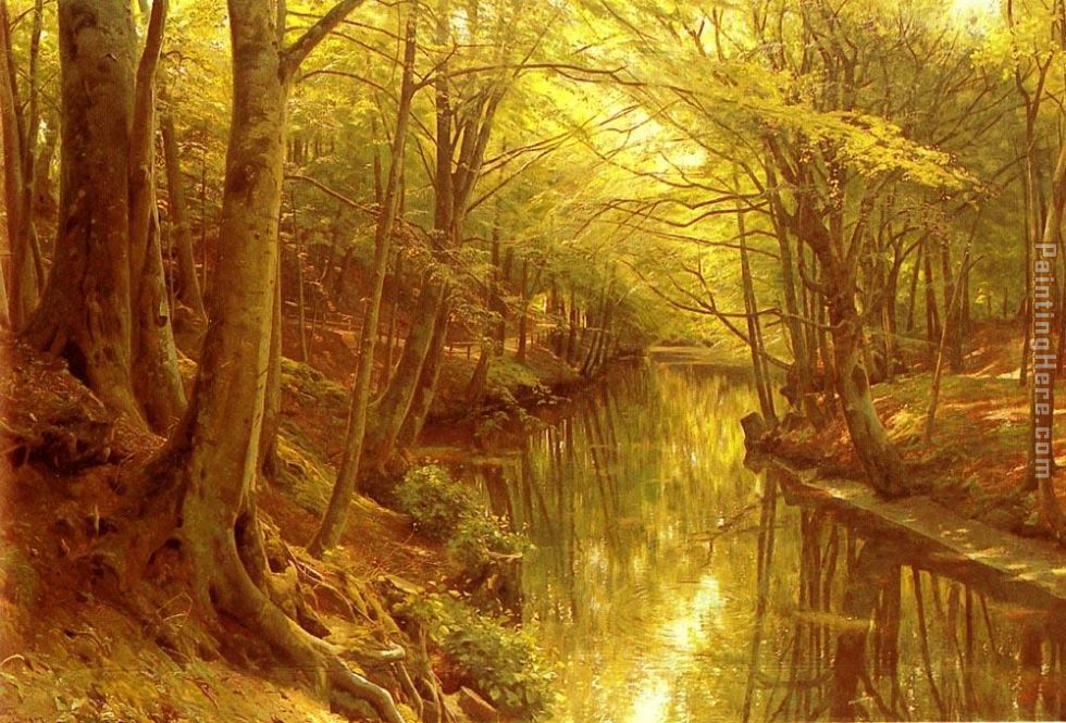 A Woodland Stream painting - Peder Mork Monsted A Woodland Stream art painting